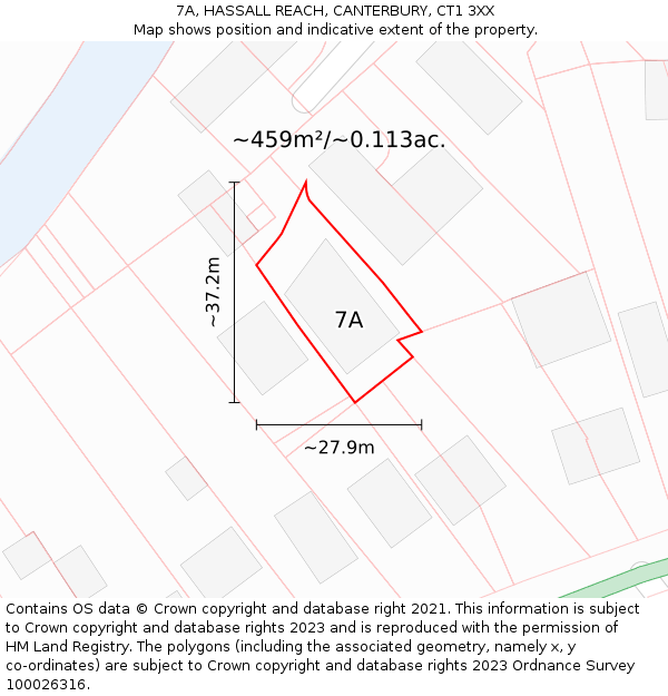 7A, HASSALL REACH, CANTERBURY, CT1 3XX: Plot and title map