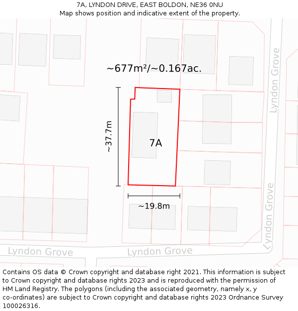 7A, LYNDON DRIVE, EAST BOLDON, NE36 0NU: Plot and title map