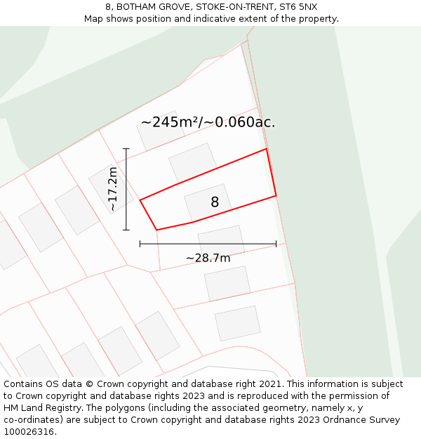 8, BOTHAM GROVE, STOKE-ON-TRENT, ST6 5NX: Plot and title map