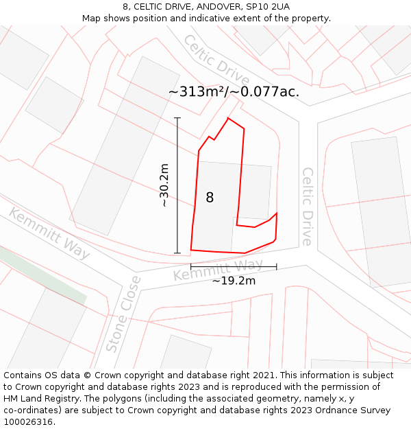 8, CELTIC DRIVE, ANDOVER, SP10 2UA: Plot and title map