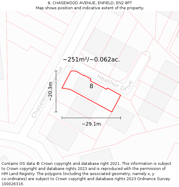 8, CHASEWOOD AVENUE, ENFIELD, EN2 8PT: Plot and title map