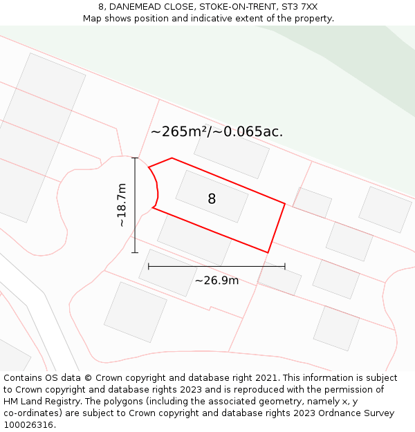 8, DANEMEAD CLOSE, STOKE-ON-TRENT, ST3 7XX: Plot and title map