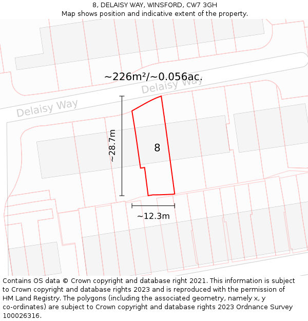 8, DELAISY WAY, WINSFORD, CW7 3GH: Plot and title map
