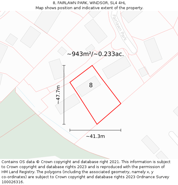 8, FAIRLAWN PARK, WINDSOR, SL4 4HL: Plot and title map