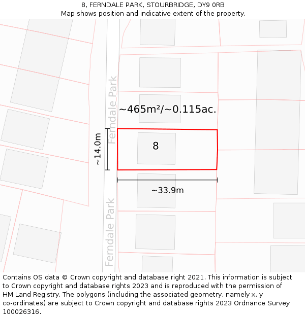 8, FERNDALE PARK, STOURBRIDGE, DY9 0RB: Plot and title map