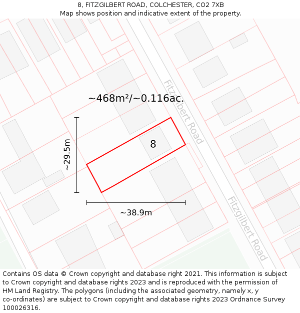 8, FITZGILBERT ROAD, COLCHESTER, CO2 7XB: Plot and title map