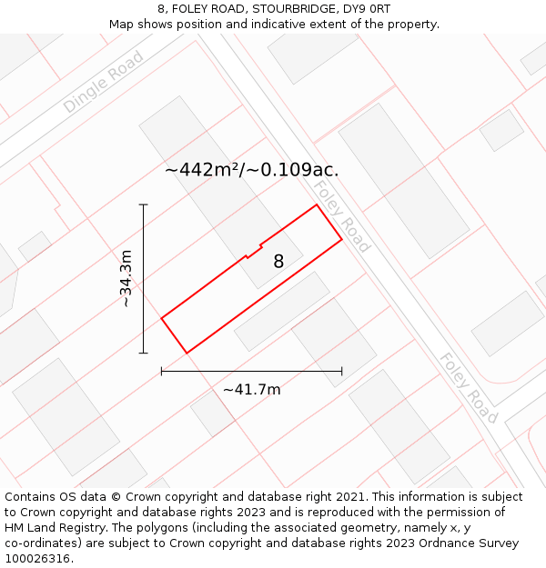 8, FOLEY ROAD, STOURBRIDGE, DY9 0RT: Plot and title map