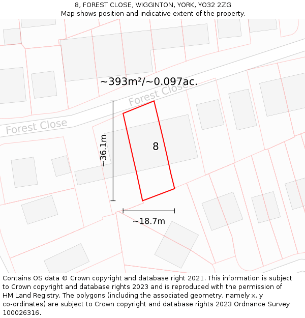 8, FOREST CLOSE, WIGGINTON, YORK, YO32 2ZG: Plot and title map