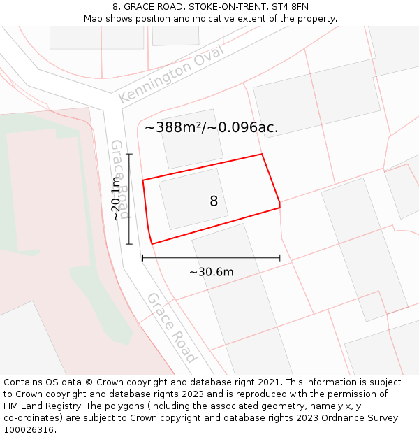 8, GRACE ROAD, STOKE-ON-TRENT, ST4 8FN: Plot and title map