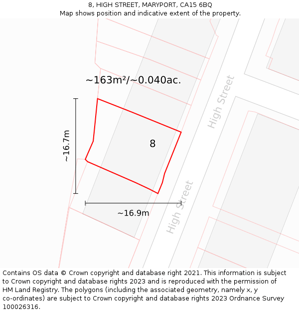 8, HIGH STREET, MARYPORT, CA15 6BQ: Plot and title map