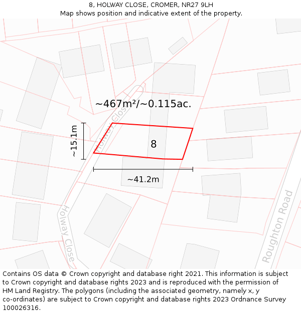 8, HOLWAY CLOSE, CROMER, NR27 9LH: Plot and title map