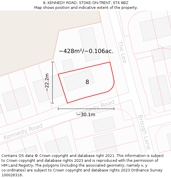 8, KENNEDY ROAD, STOKE-ON-TRENT, ST4 8BZ: Plot and title map