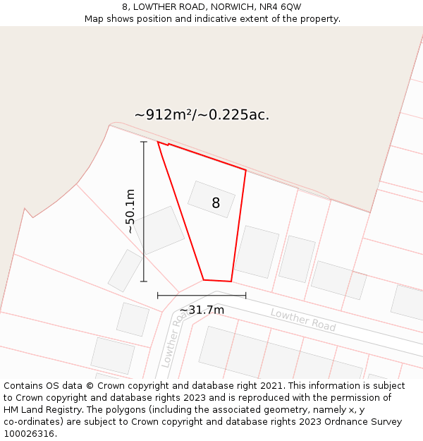 8, LOWTHER ROAD, NORWICH, NR4 6QW: Plot and title map