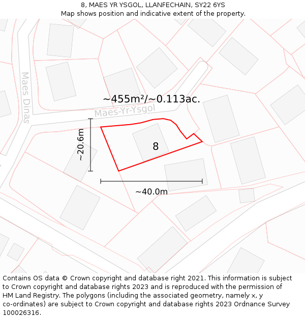 8, MAES YR YSGOL, LLANFECHAIN, SY22 6YS: Plot and title map