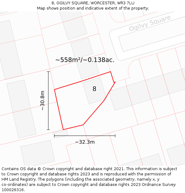 8, OGILVY SQUARE, WORCESTER, WR3 7LU: Plot and title map