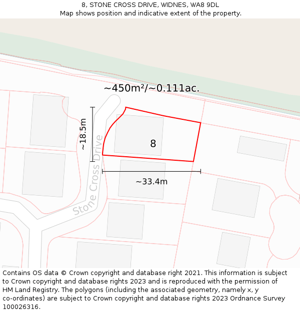 8, STONE CROSS DRIVE, WIDNES, WA8 9DL: Plot and title map