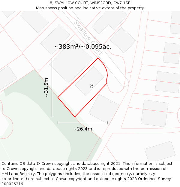 8, SWALLOW COURT, WINSFORD, CW7 1SR: Plot and title map