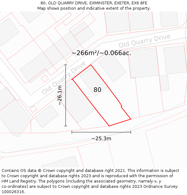 80, OLD QUARRY DRIVE, EXMINSTER, EXETER, EX6 8FE: Plot and title map