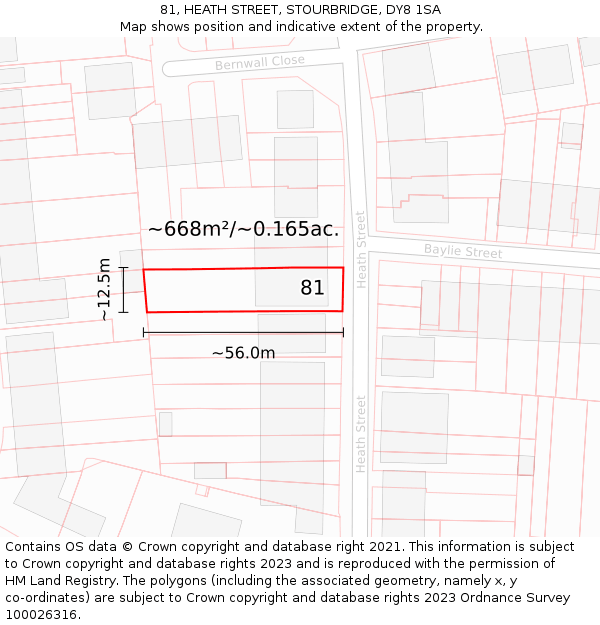 81, HEATH STREET, STOURBRIDGE, DY8 1SA: Plot and title map