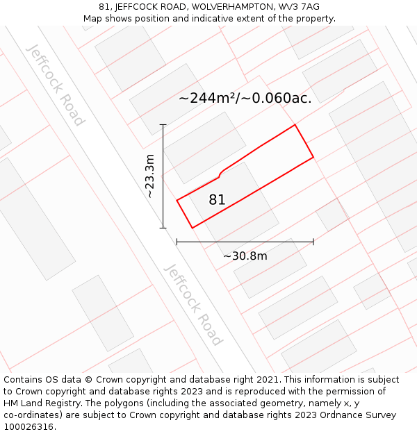 81, JEFFCOCK ROAD, WOLVERHAMPTON, WV3 7AG: Plot and title map
