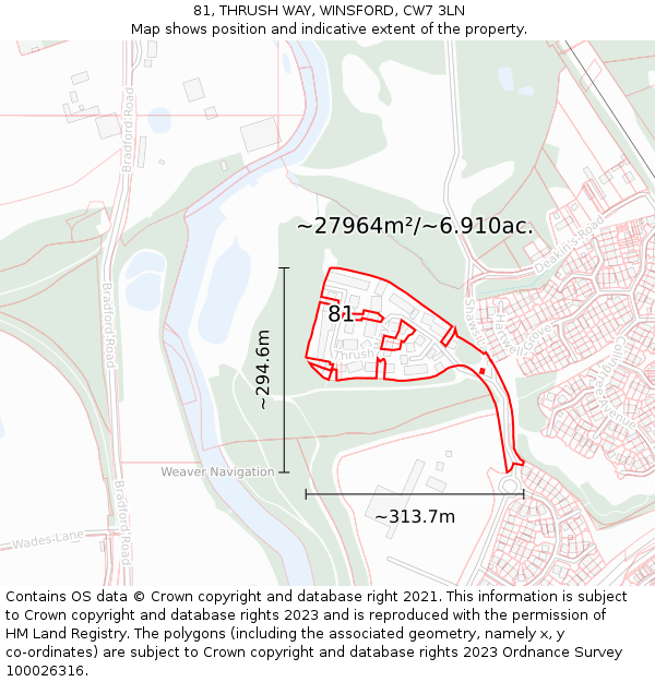 81, THRUSH WAY, WINSFORD, CW7 3LN: Plot and title map