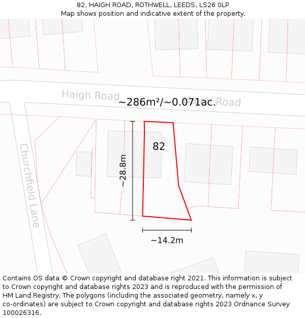 82, HAIGH ROAD, ROTHWELL, LEEDS, LS26 0LP: Plot and title map