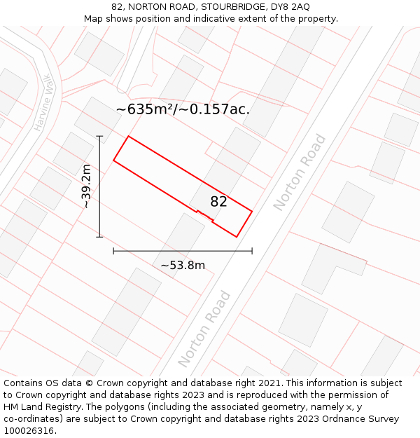 82, NORTON ROAD, STOURBRIDGE, DY8 2AQ: Plot and title map