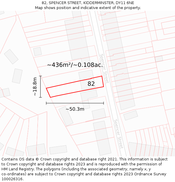 82, SPENCER STREET, KIDDERMINSTER, DY11 6NE: Plot and title map