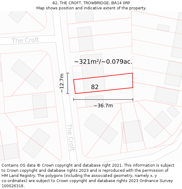 82, THE CROFT, TROWBRIDGE, BA14 0RP: Plot and title map