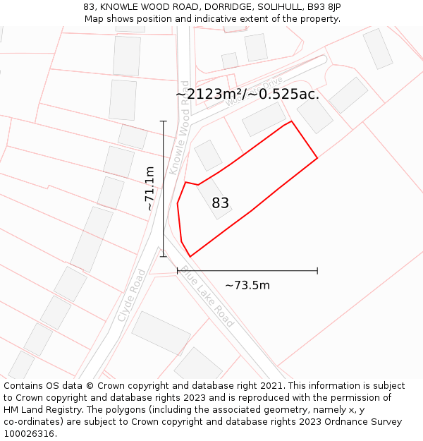 83, KNOWLE WOOD ROAD, DORRIDGE, SOLIHULL, B93 8JP: Plot and title map