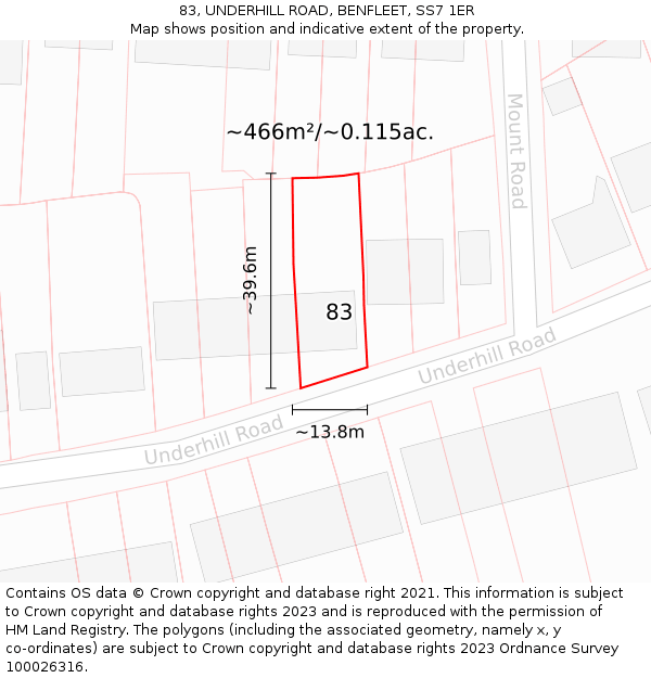 83, UNDERHILL ROAD, BENFLEET, SS7 1ER: Plot and title map