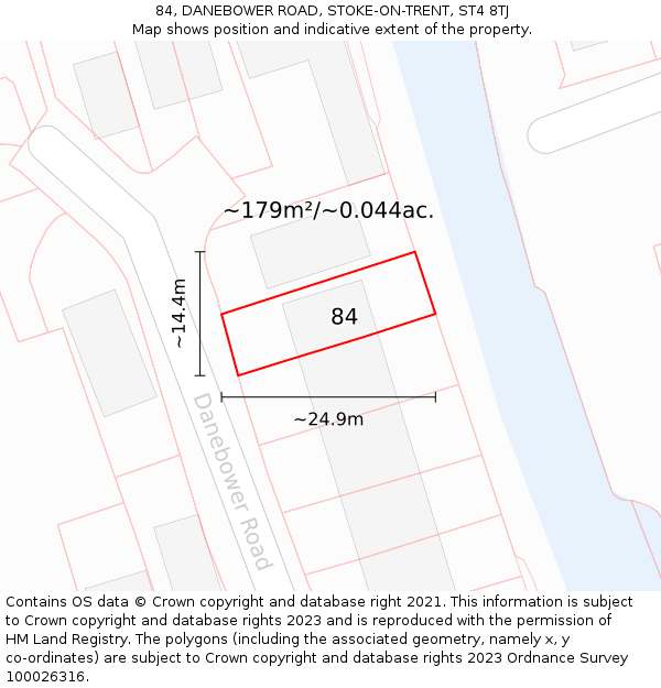 84, DANEBOWER ROAD, STOKE-ON-TRENT, ST4 8TJ: Plot and title map