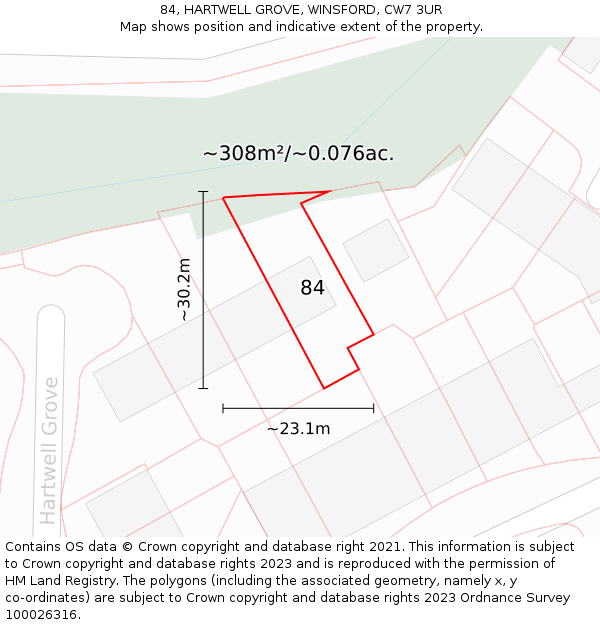 84, HARTWELL GROVE, WINSFORD, CW7 3UR: Plot and title map