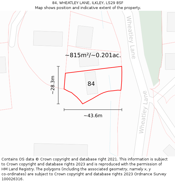 84, WHEATLEY LANE, ILKLEY, LS29 8SF: Plot and title map