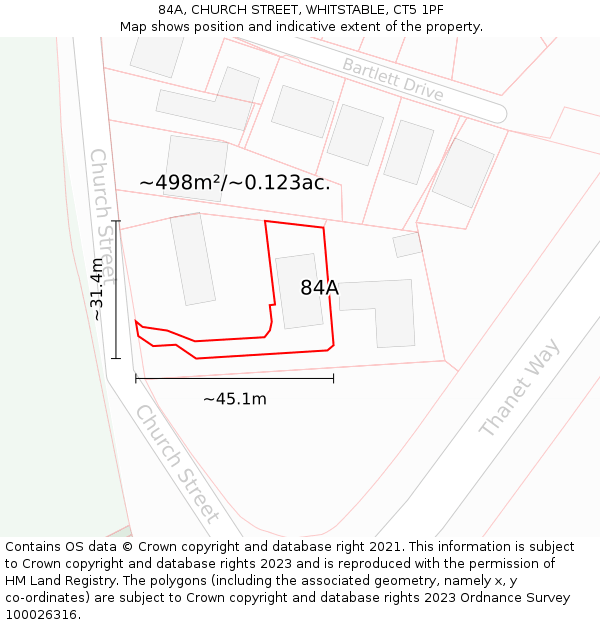 84A, CHURCH STREET, WHITSTABLE, CT5 1PF: Plot and title map