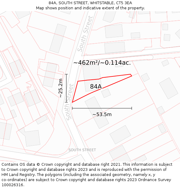 84A, SOUTH STREET, WHITSTABLE, CT5 3EA: Plot and title map