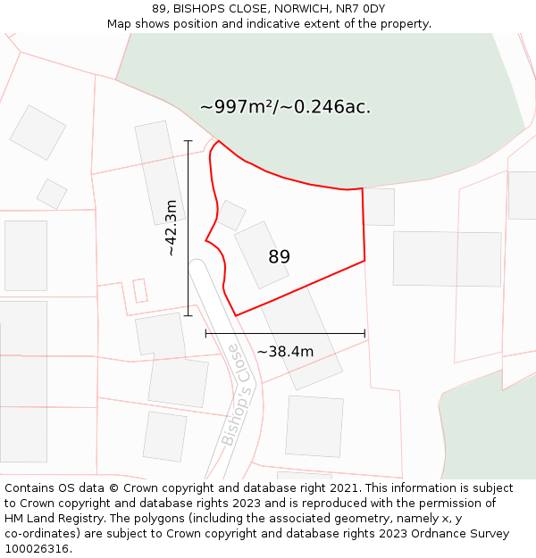 89, BISHOPS CLOSE, NORWICH, NR7 0DY: Plot and title map