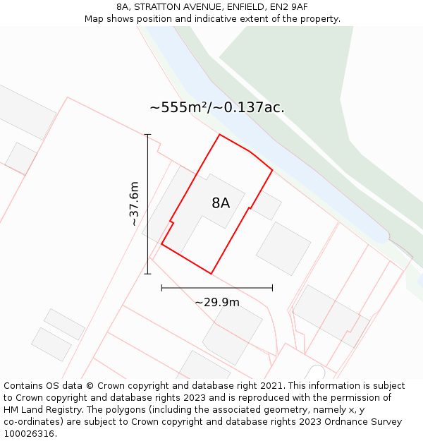 8A, STRATTON AVENUE, ENFIELD, EN2 9AF: Plot and title map