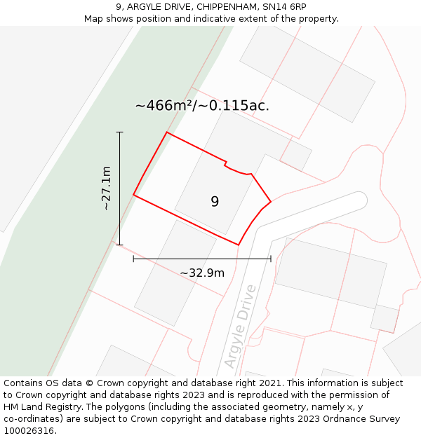 9, ARGYLE DRIVE, CHIPPENHAM, SN14 6RP: Plot and title map