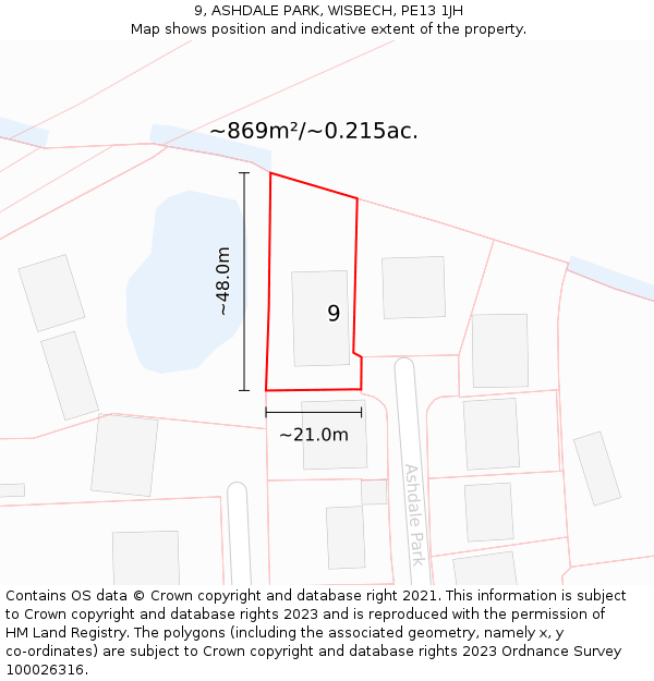 9, ASHDALE PARK, WISBECH, PE13 1JH: Plot and title map