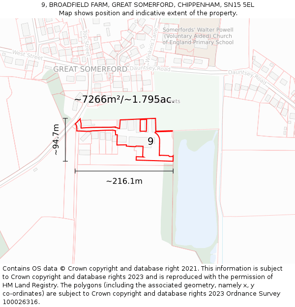 9, BROADFIELD FARM, GREAT SOMERFORD, CHIPPENHAM, SN15 5EL: Plot and title map