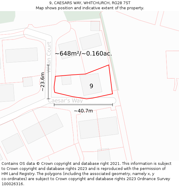 9, CAESARS WAY, WHITCHURCH, RG28 7ST: Plot and title map