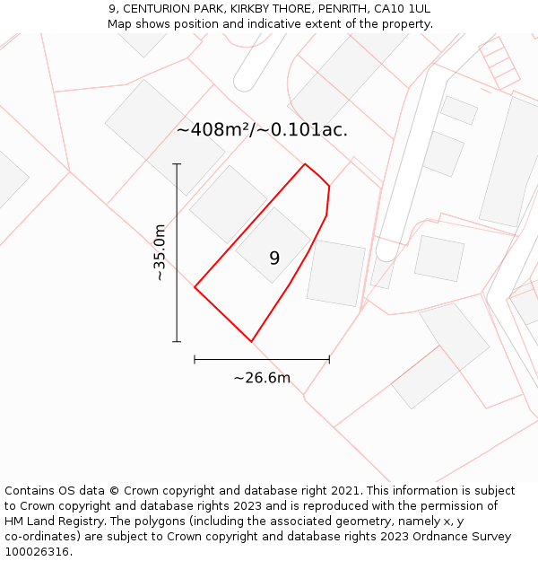 9, CENTURION PARK, KIRKBY THORE, PENRITH, CA10 1UL: Plot and title map