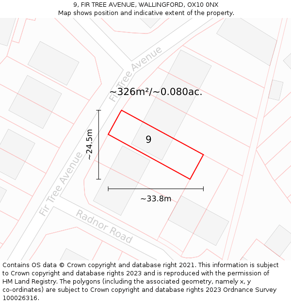 9, FIR TREE AVENUE, WALLINGFORD, OX10 0NX: Plot and title map