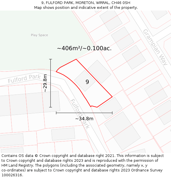 9, FULFORD PARK, MORETON, WIRRAL, CH46 0SH: Plot and title map