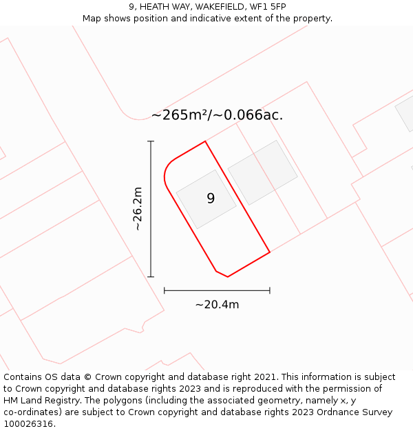 9, HEATH WAY, WAKEFIELD, WF1 5FP: Plot and title map