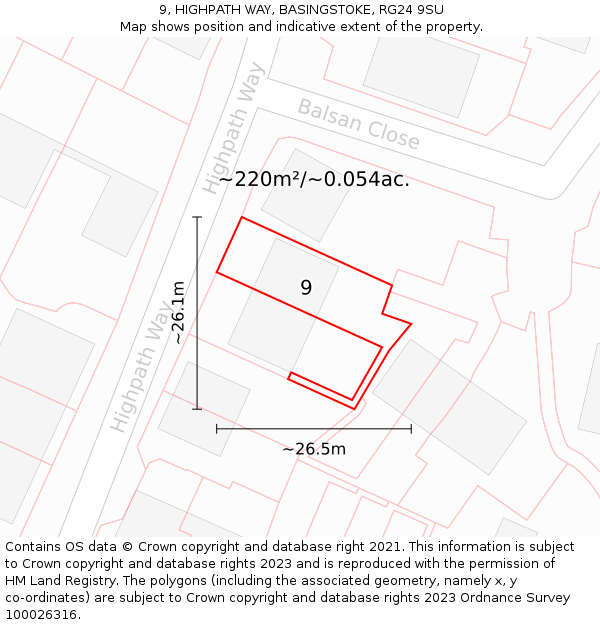 9, HIGHPATH WAY, BASINGSTOKE, RG24 9SU: Plot and title map