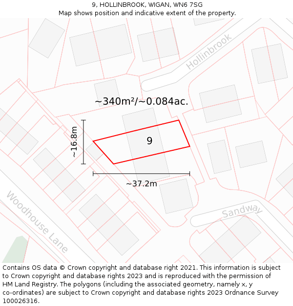 9, HOLLINBROOK, WIGAN, WN6 7SG: Plot and title map