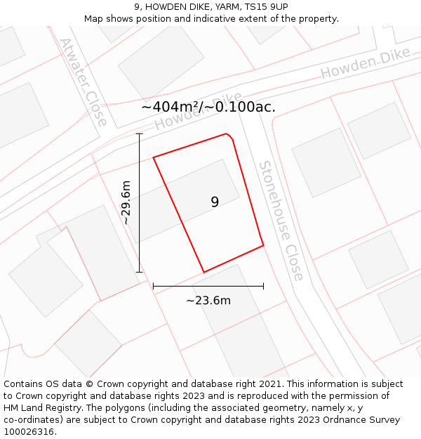 9, HOWDEN DIKE, YARM, TS15 9UP: Plot and title map