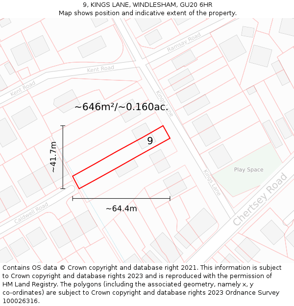 9, KINGS LANE, WINDLESHAM, GU20 6HR: Plot and title map